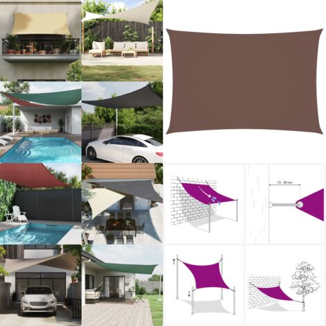 Toldo de vela rectangular tela Oxford marrón 2,5x4,5 m - Toldo rectangular - Toldo marrón