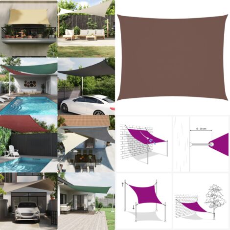Toldo de vela rectangular tela Oxford marrón 2x3,5 m - Toldo rectangular - Toldo marrón