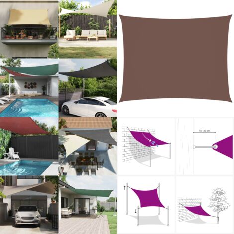Toldo de vela rectangular tela Oxford marrón 4x6 m - Toldo rectangular - Toldo marrón