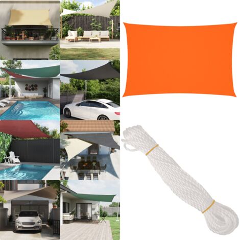 Toldo de vela rectangular tela Oxford naranja 2x4 m - Toldo rectangular - Toldo para jardín