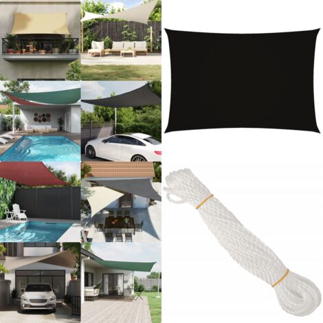 Toldo de vela rectangular tela Oxford negro 2,5x4,5 m - Toldo de vela - Toldo de jardín