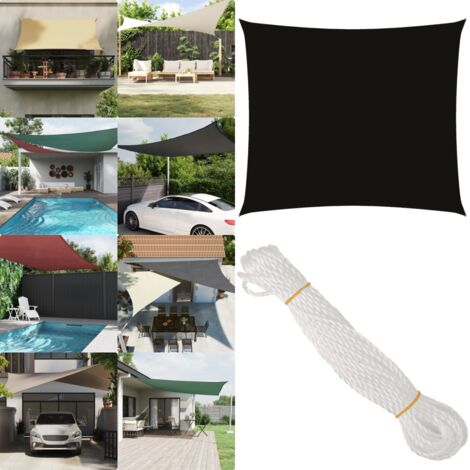 Toldo de vela rectangular tela Oxford negro 2x2,5 m - Toldo rectangular - Toldo de jardín