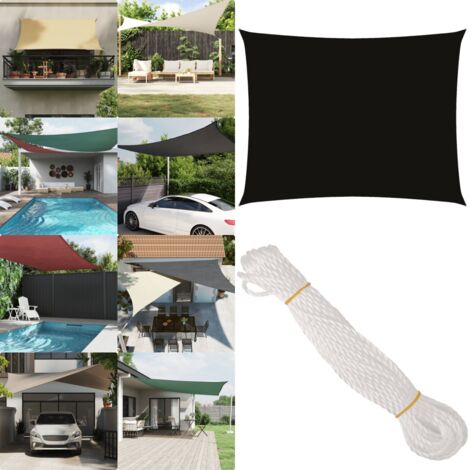 Toldo de vela rectangular tela Oxford negro 2x3,5 m - Toldo rectangular - Toldo de protección
