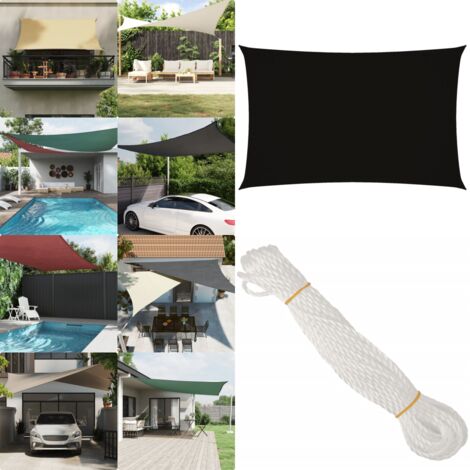 Toldo de vela rectangular tela Oxford negro 2x4,5 m - Toldo rectangular - Toldo de jardín