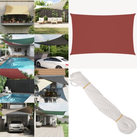 Toldo de vela rectangular tela Oxford terracota 2,5x5 m - Toldo rectangular - Toldo terracota