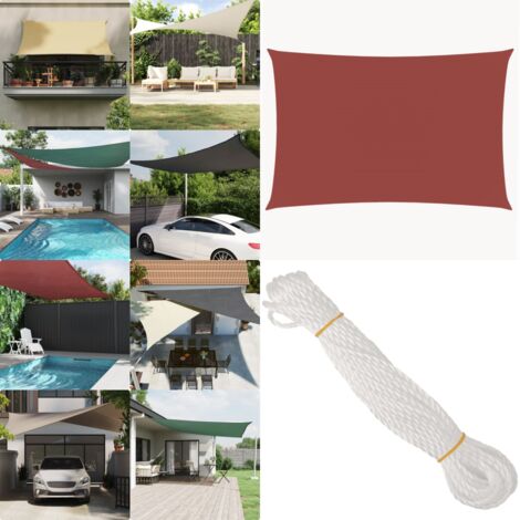 Toldo de vela rectangular tela Oxford terracota 3x6 m - Toldo rectangular - Toldo terracota