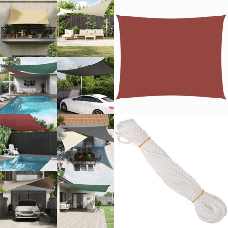 Toldo de vela rectangular tela Oxford terracota 5x6 m - Toldo rectangular - Toldo terracota