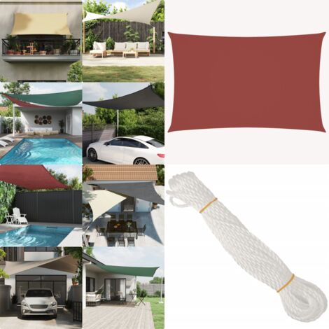 Toldo de vela rectangular tela Oxford terracota 5x7 m - Toldo rectangular - Toldo terracota