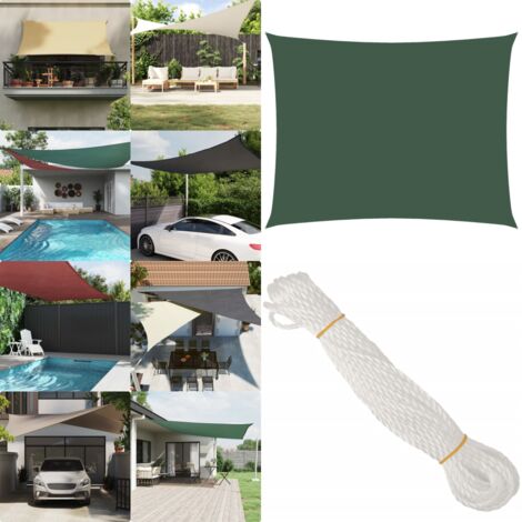 Toldo de vela rectangular tela Oxford verde oscuro 2,5x3,5 m - Toldo rectangular - Toldo de jardín