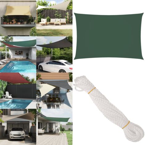 Toldo de vela rectangular tela Oxford verde oscuro 2,5x4,5 m - Toldo rectangular - Toldo de vela verde oscuro