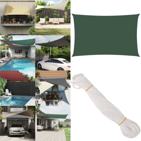 Toldo de vela rectangular tela Oxford verde oscuro 2,5x5 m - Toldo rectangular - Toldo de jardín