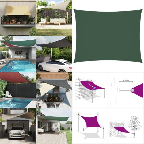 Toldo de vela rectangular tela Oxford verde oscuro 3,5x4,5 m - Toldo rectangular - Toldo de jardín