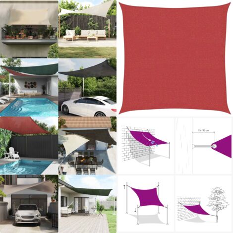 Toldo de vela rojo HDPE 160 g/m² 2,5x2,5 m - Toldo HDPE - Toldo de sol