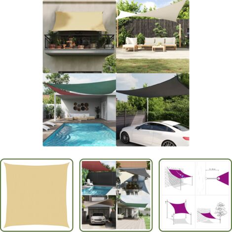 Toldo de vela -  Toldo de vela poliéster oxford 100% arena 3,6x3,6 m