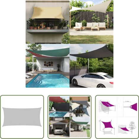 Toldo de vela -  Toldo de vela poliéster oxford 100% gris claro 4x2 m