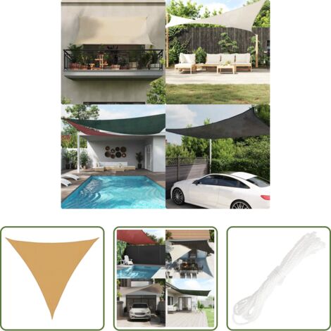 Toldo de vela -  Toldo de vela triangular HDPE arena 160 g/m² 3,6x3,6x3,6 m