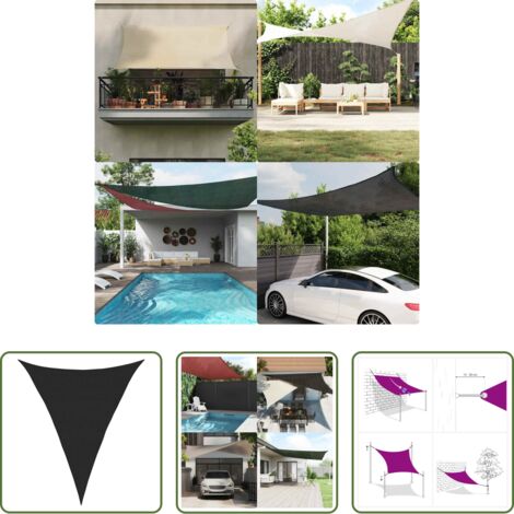Toldo de vela -  Toldo de vela triangular HDPE negro 160 g/m² 3x4x4 m