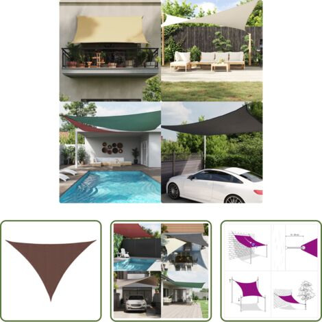 Toldo de vela -  Toldo de vela triangular tela Oxford marrón 3x3x4,24 m