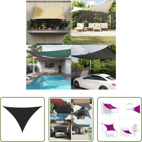 Toldo de vela -  Toldo de vela triangular tela Oxford negro 3x4x5 m