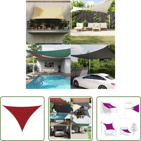 Toldo de vela -  Toldo de vela triangular tela Oxford rojo 3x4x5 m