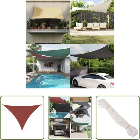 Toldo de vela -  Toldo de vela triangular tela Oxford terracota 5x7x7 m