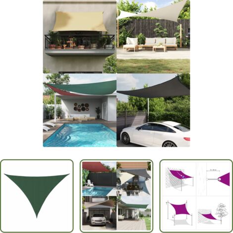 Toldo de vela -  Toldo de vela triangular tela Oxford verde oscuro 3x4x4 m
