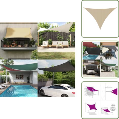 Toldo de vela triangular de tela oxford beige 3x4x5 m