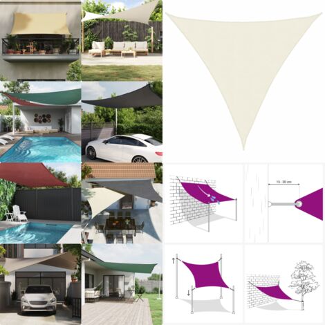 Toldo de vela triangular tela Oxford color crema 3,6x3,6x3,6 m - Toldo de vela - Toldo de jardín