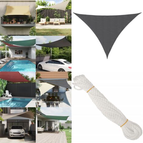 Toldo de vela triangular tela Oxford gris antracita 3x4x5 m - Toldo de vela - Toldo de jardín