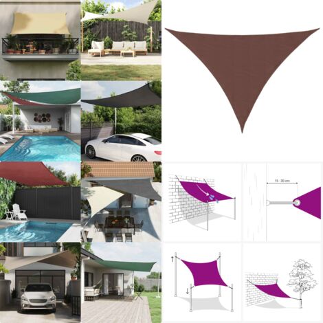 Toldo de vela triangular tela Oxford marrón 3x4x4 m - Toldo de vela - Toldo de exterior