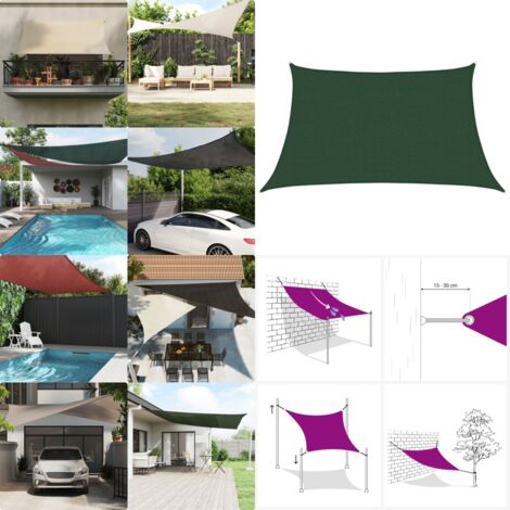 Toldo de vela verde oscuro HDPE 160 g/m² 3/4x2 m - Sombrilla HDPE - Protección UV