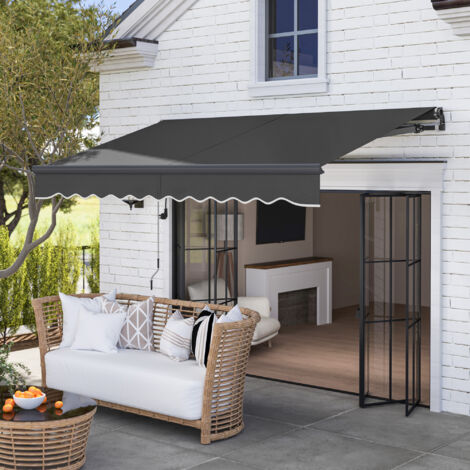 Toldo Eléctrico Retráctil con Manivela Inclinación Ajustable y Protección UV para Jardín Terraza 296x250 cm Gris Oscuro
