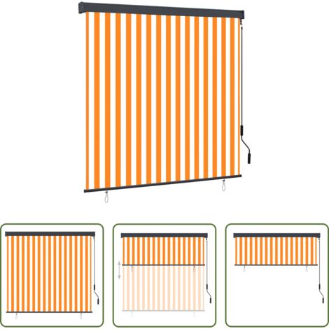 Toldo exterior -  Estor enrollable de exterior blanco y naranja 160x250 cm