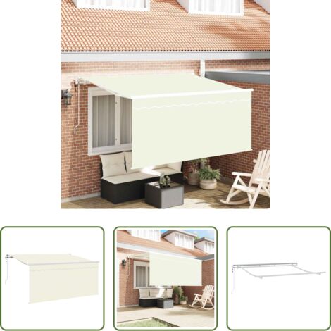 Toldo exterior -  Toldo Retráctil Crema 300 x 200 cm Poliéster y Aluminio