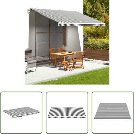 Toldo gris antracita -  Tela de repuesto para toldo gris antracita y blanco 4,5x3 m