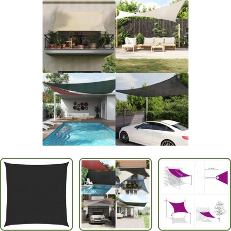 Toldo HDPE -  Toldo de vela HDPE negro 160 g/m² 2x2 m