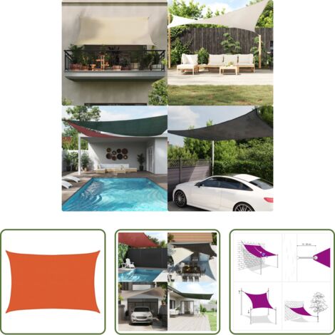 Toldo HDPE -  Toldo de vela rectangular HDPE naranja 160 g/m² 4x5 m