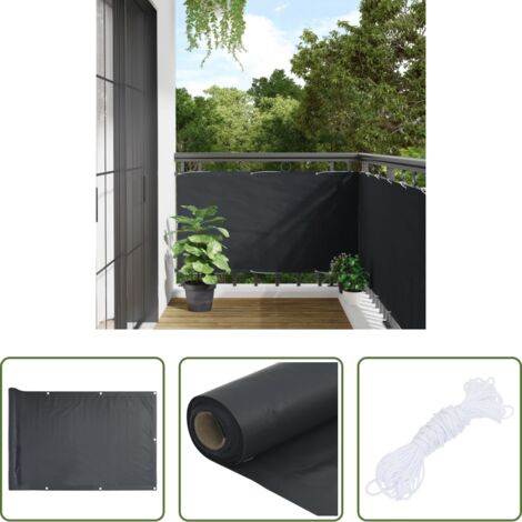 Toldo impermeable -  Toldo para balcón tela oxford gris antracita 75x500 cm