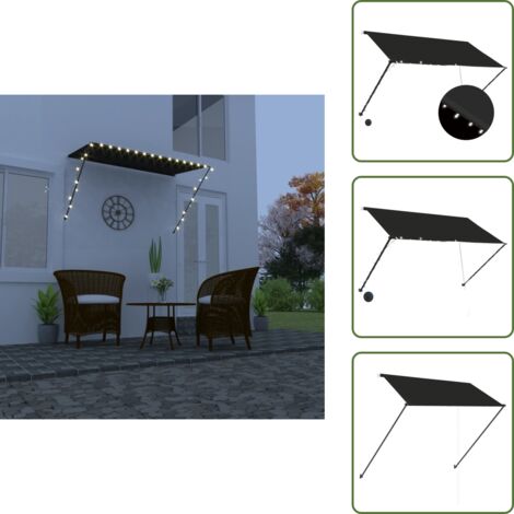 Toldo impermeable - vidaXL Toldo retráctil con LED gris antracita 250x150 cm - Toldo UV