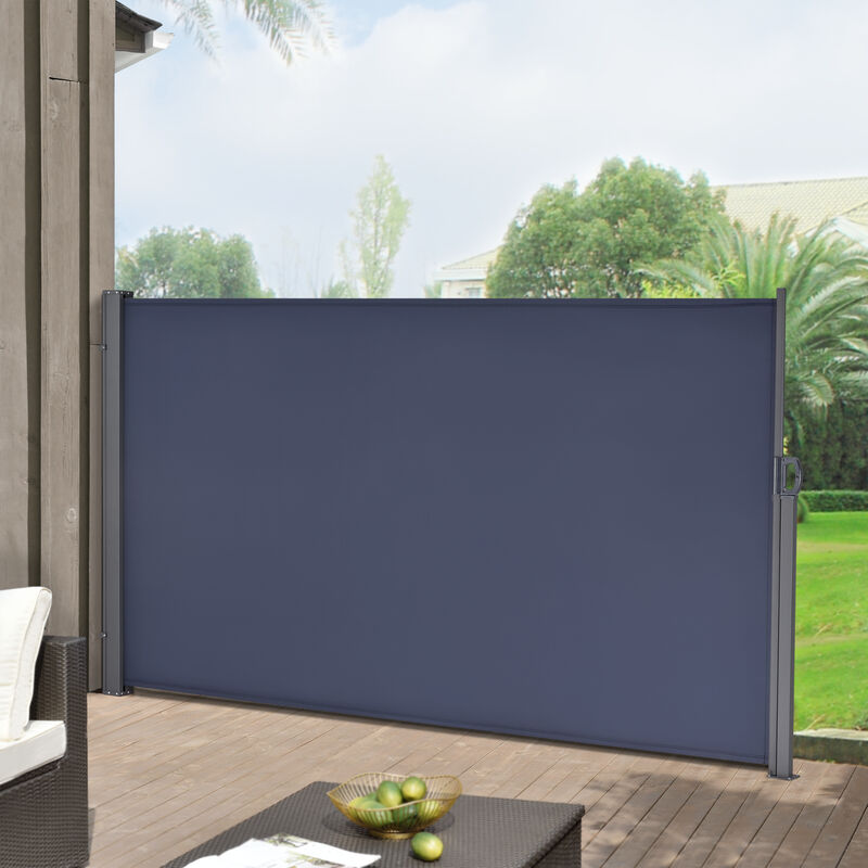 

Toldo lateral - 180 x 300 cm - Exterior - Contra viento, sol y visión - Extensible - Marquesina protectora - Azul oscuro