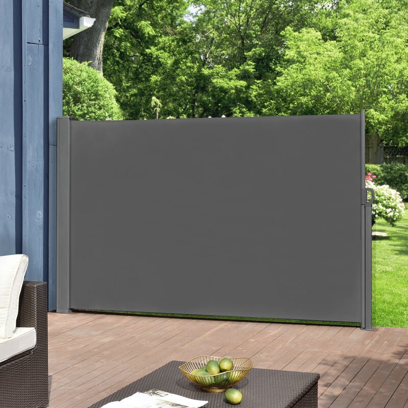 

Toldo lateral - 180 x 300 cm - Exterior - Contra viento, sol y visión - Extensible - Marquesina protectora - Gris Antracita