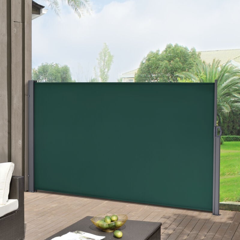 

Toldo lateral - 180 x 300 cm - Exterior - Contra viento, sol y visión - Extensible - Marquesina protectora - Verde oscuro