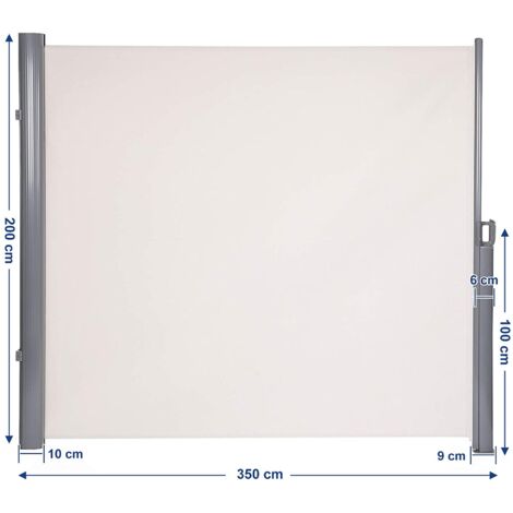 Toldo lateral 200 x 350 cm protección visual parasol balcón terraza beige 120000984
