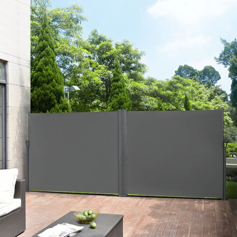 

Toldo lateral doble - en diferentes colores y tamaños - Exterior - contra viento, sol y visión - Gris - 180 x (2x 300)cm