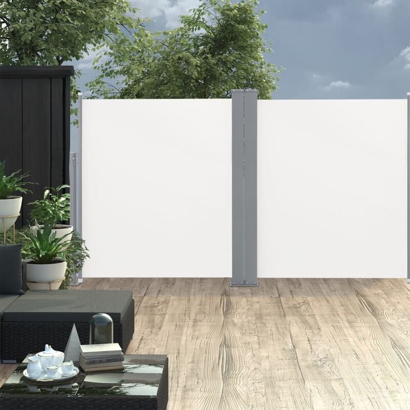 

Toldo lateral doble retractil de jardin color crema 170x600 cm