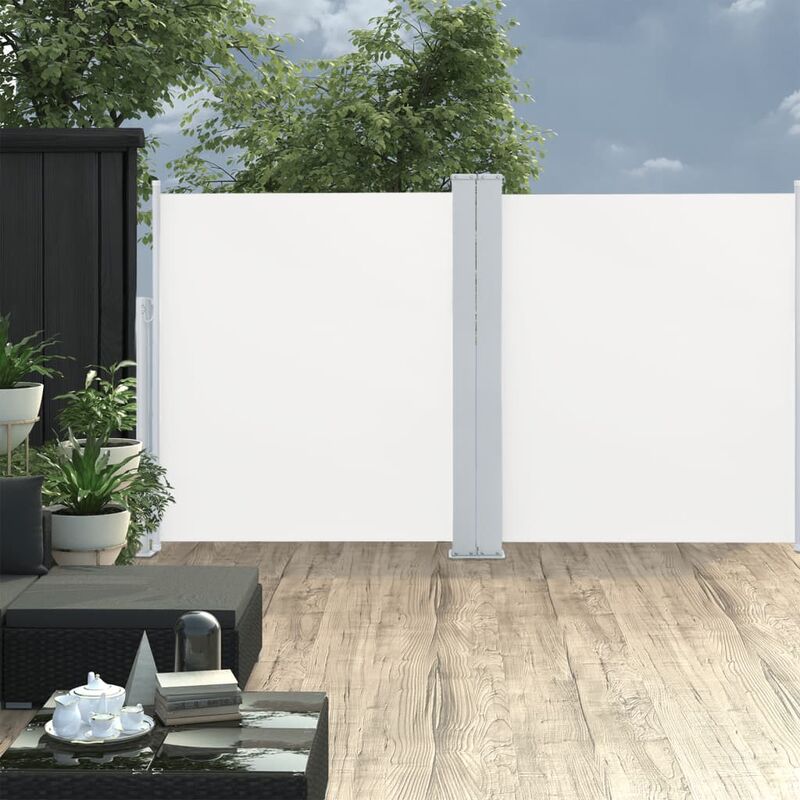 

Toldo lateral doble retráctil de jardín color crema 170x600 cm - Crema