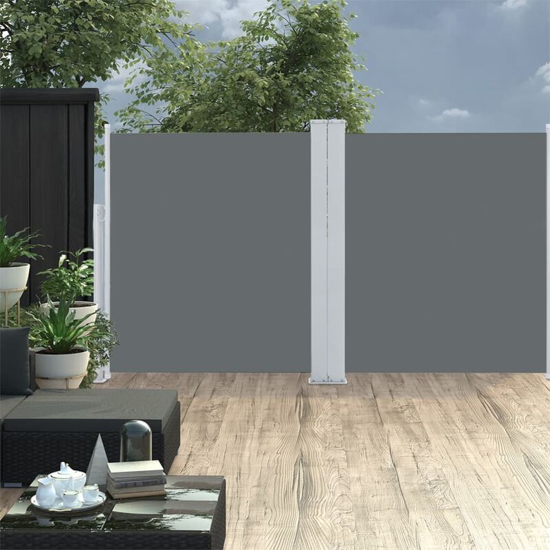 

Toldo lateral doble y retráctil de jardín gris 170x600 cm - Antracita