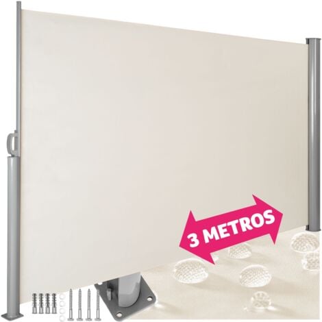Toldo lateral extensible de aluminio con mecanismo enrollable - marquesina lateral para terraza, toldo extensible de jardín con enrollado automático, lona lateral enrollable para patio - 160 x 300 cm