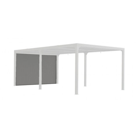 Toldo lateral gris para pérgola bioclimática, lado 360 cm – PVC tejido con guías – altura regulable – PERBIR36 Foresta