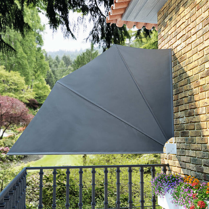 

Toldo lateral plegable de balcon gris 160x240 cm